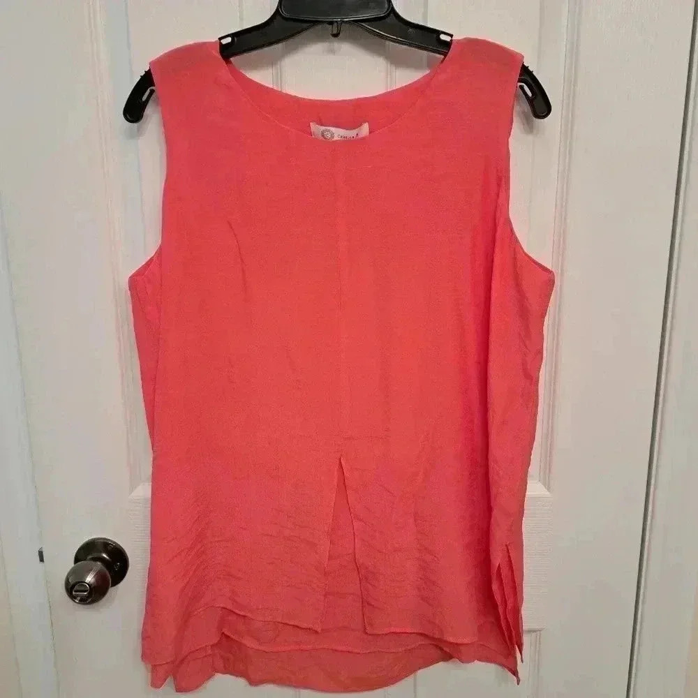 NWT Flowy Cristina B Sleeveless Top Women's Medium  Coral Pink Blouse